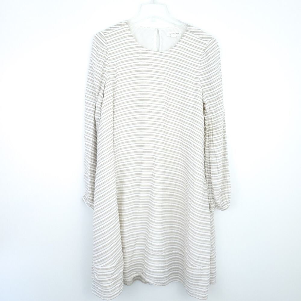Treasure & Bond Trapeze Dress Size Small Stripe Brown Cream Lagenlook Coastal
